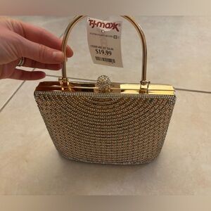 NWT gold and rhinestone evening purse.